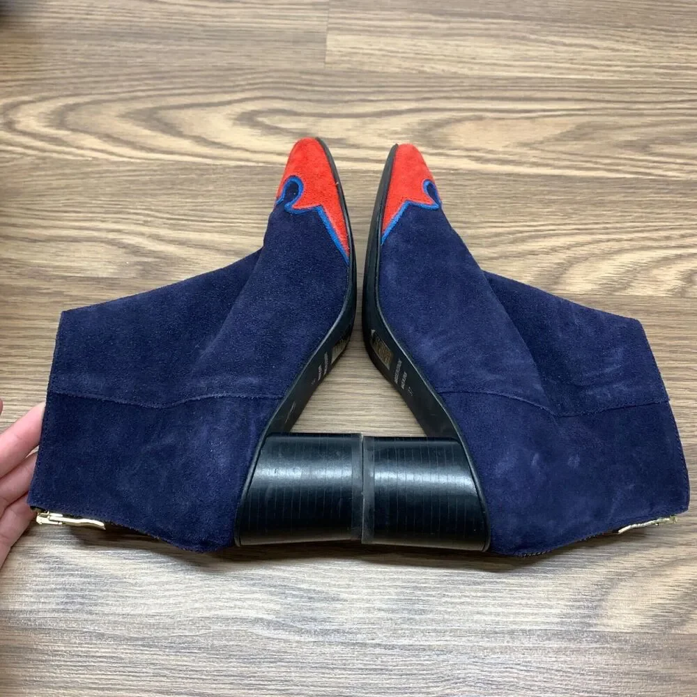 Free People Adelle Ankle Boot Blue‎ And Red Flame Size 37 / 7 MSRP: $195